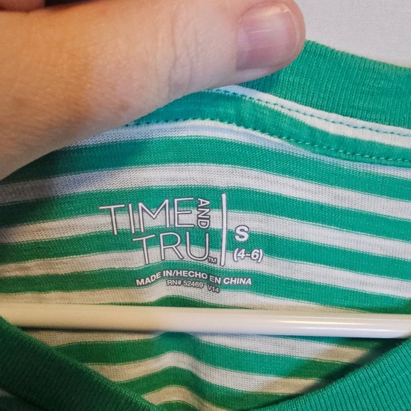 Time and‎ Tru Striped Henley Dress Women's Size S Sleeveless Casual Green White - Picture 6 of 8